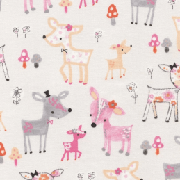 Pastel Watercolour Baby Deer Woodland Animals 100% Cotton Patchwork Fabric