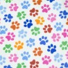 Dog Paw Prints Multi Coloured Soft Patterned Polar Fleece Anti Pil Fabric