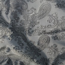 Paisley Jacquard Polyviscose Upholstery Dress Lining Fabric Silver 09