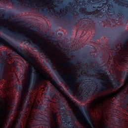 Paisley Jacquard Polyviscose Upholstery Dress Lining Fabric Red On Purple 30