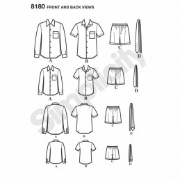 Easy Boys' and Men's Shirt, Boxer Shorts and Tie Simplicity Sewing Pattern 8180