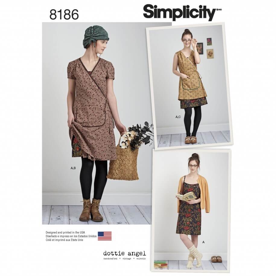 Misses' Dottie Angel Frock: Wrap & Slip Dress Simplicity Sewing Pattern 8186