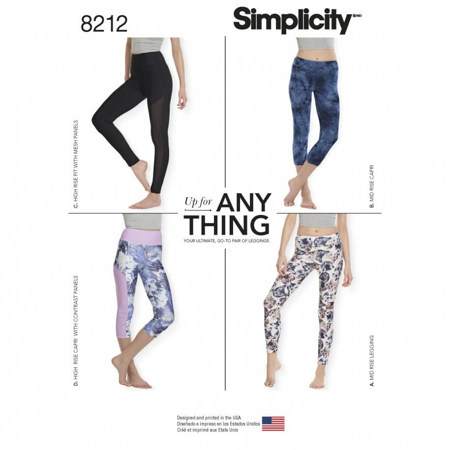 Misses' Knit Leggings Yoga Sports Simplicity Sewing Pattern 8212