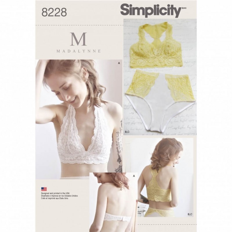 Misses' Soft Cup Bras and Panties Underwear Simplicity Sewing Pattern 8228