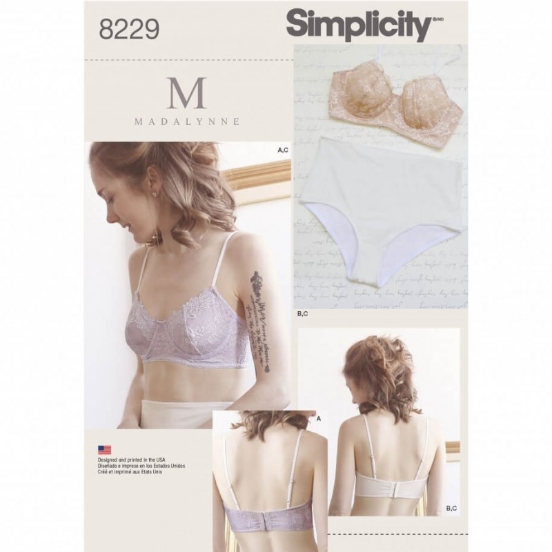Misses' Underwire Bras and Panties Underwear Simplicity Sewing Pattern 8229