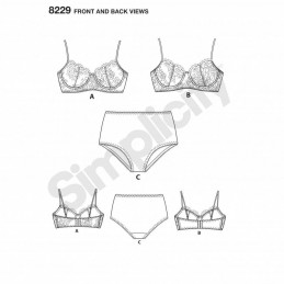 Misses' Underwire Bras and Panties Underwear Simplicity Sewing Pattern 8229