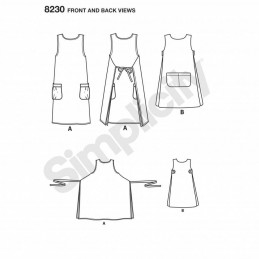 Misses Dottie Angel Reversible Apron Dress Tabard Simplicity Sewing Pattern 8230