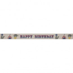 Bowtique Natural Happy Birthday Circus Ribbon 15mm x 5m Reel