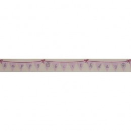 Bowtique Natural Happy Birthday Bunting Pink Ribbon 15mm x 5m Reel