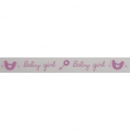 Bowtique Grosgrain Baby Girl Rattle & Bib Pink Ribbon 15mm x 5m Reel
