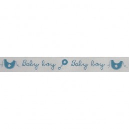 Bowtique Grosgrain Baby Boy Rattle & Bib Blue Ribbon 15mm x 5m Reel