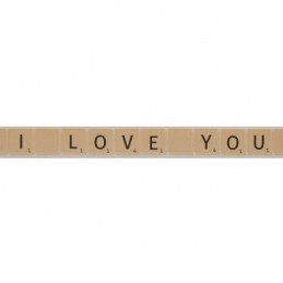 Bowtique Natural I Love You Scrabble Tiles Ribbon 15mm x 5m Reel