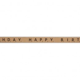 Bowtique Natural Happy Birthday Scrabble Tiles Ribbon 15mm x 5m Reel
