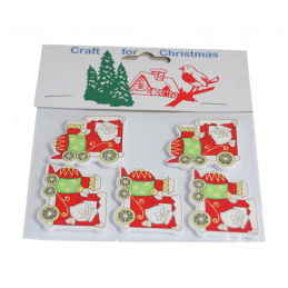 5 x Christmas Santa in Train Embellishments Craft Cardmaking Scrapbooking