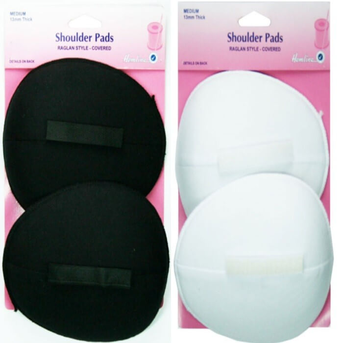  Hemline Shoulder Pads Raglan Style Medium In Black Or White