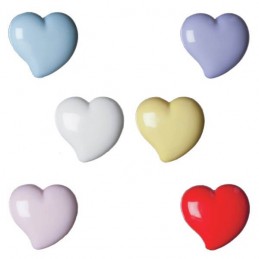 Pack of 7 Hemline Domed Hearts Craft Shank Back Buttons 8mm