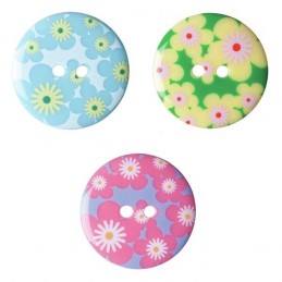 Pack of 2 Hemline Floral Daisy 2 Hole Sew Through Buttons 22.5mm