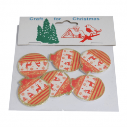 6 x Christmas Glitter Edge Baubles Embellishments Craft Cardmaking Scrapbooking