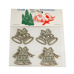 5 x Christmas Assorted Bells Silver Craft Cardmaking Scrapbooking