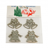 5 x Christmas Wooden Silver Bells Craft Cardmaking Scrapbooking