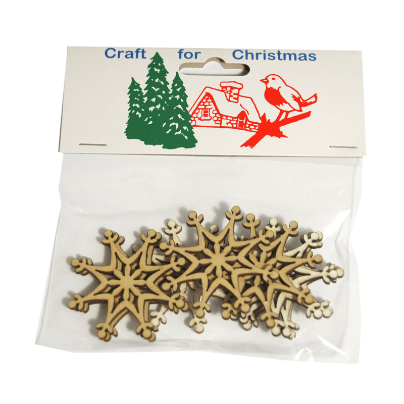 12x Christmas Wooden: Snowflakes: Natural Cardmaking Scrapbooking
