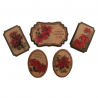 5 x Christmas Poinsettia Badges Embellishment Cardmaking Scrapbooking