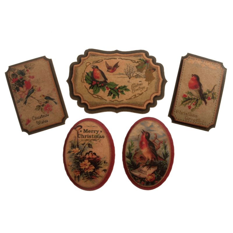 6 x Christmas Vintage Birds Embellishment Cardmaking Scrapbooking