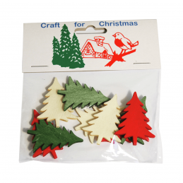 9 x Christmas Stressed Wood: Trees Embellishments Craft Cardmaking Scrapbooking