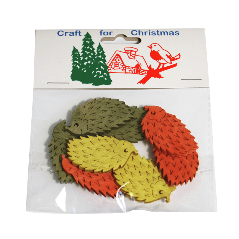 9x Christmas Stressed Wood Large Hedgehogs Embellishments Craft Cardmaking