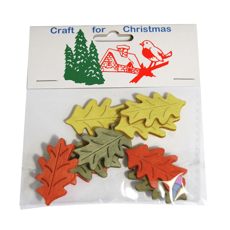 9 x Christmas Stressed Wood Large Leaves Embellishments Craft Cardmaking