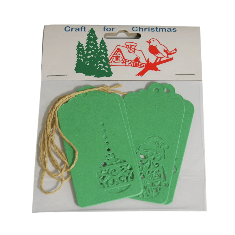 4x Christmas Tags Green Embellishments Craft Cardmaking