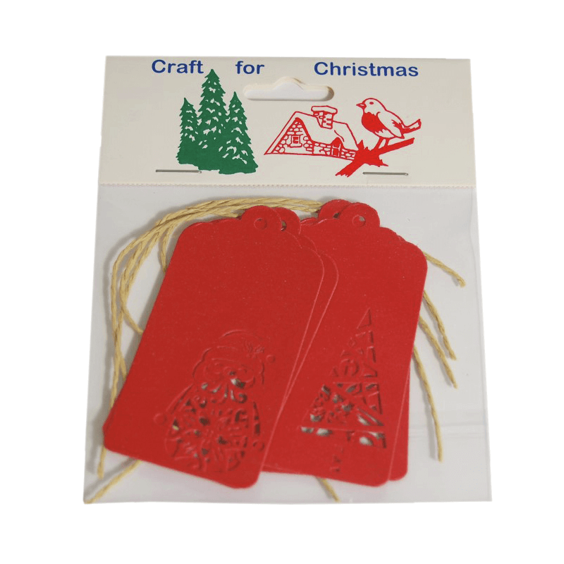 4x Christmas Tags Red Embellishments Craft Cardmaking