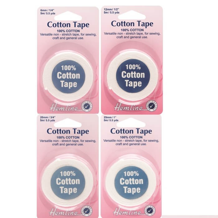 6mm White Cotton Tape 5m