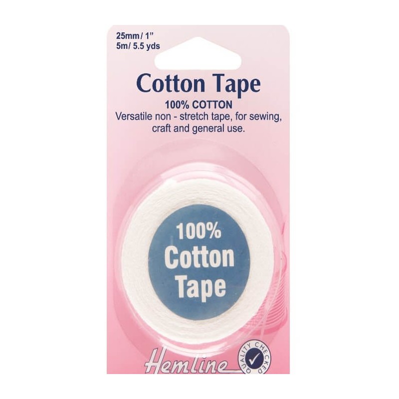 White Cotton Tape 5m In 6mm, 12mm, 20mm, 25mm 