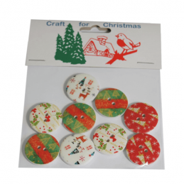 8x Christmas Wooden: Buttons: Assorted  Stickers Embellishments Craft Cardmaking