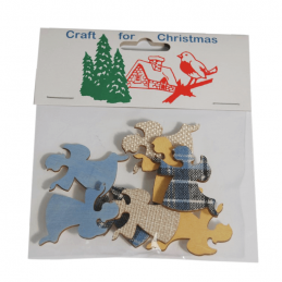 8x Christmas Wooden Angel Stickers Embellishments Craft