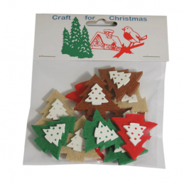 12 x Christmas Felt Tree Stickers Embellishments Craft