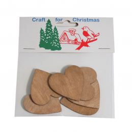 6 x Christmas Wooden Hearts Natural Embellishments Craft