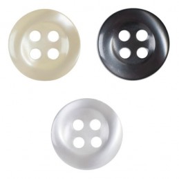 Pack of 13 Hemline Plain Pearlescent Dish 4 Hole Sew Through Buttons 11.25mm