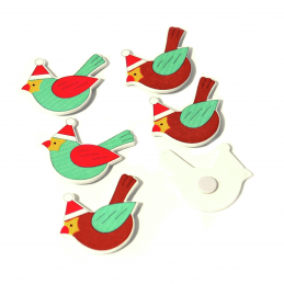 6 x Christmas Bird Christmas Hat Pack Embellishments Craft