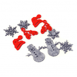 12 x Christmas Snowman Red/Grey Embellishments Craft
