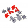 12 x Christmas Winter Snowmen Hats and Mittens Red and Grey Embellishments Craft