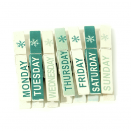 7x Christmas Pegs: Days of Week: 72mm Embellishments Craft