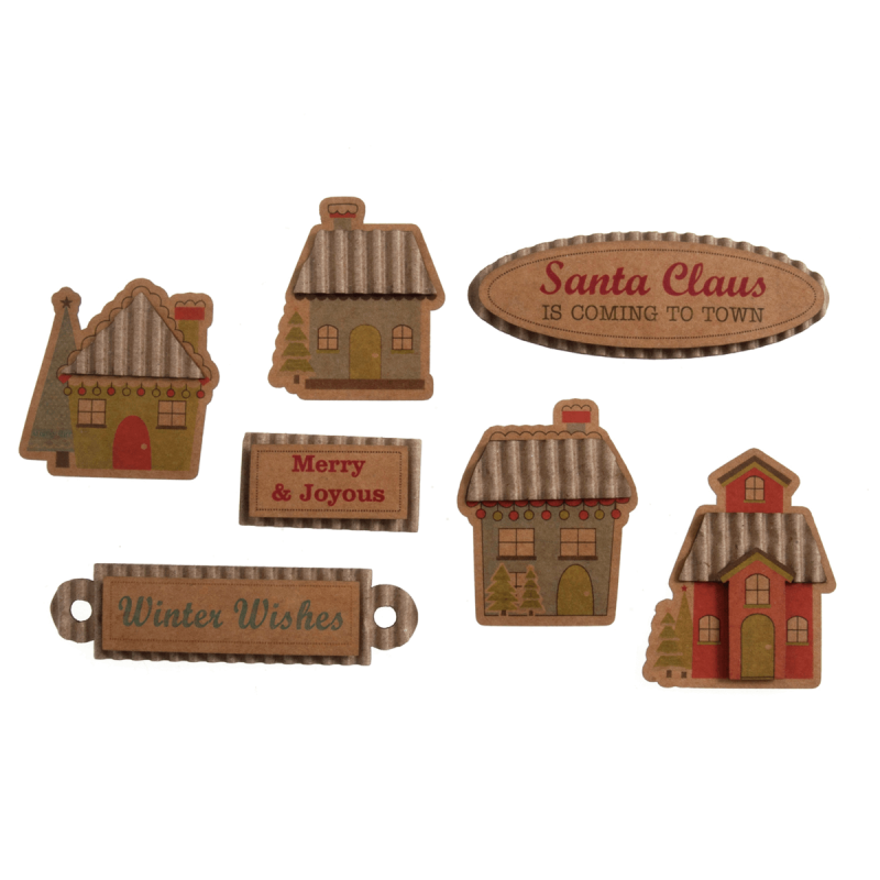 8 x Christmas Santa is Coming to Town Embellishments Craft