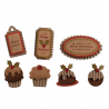 7 x Christmas Pudding And Festive Wishes Embellishments Craft Scrapbooking