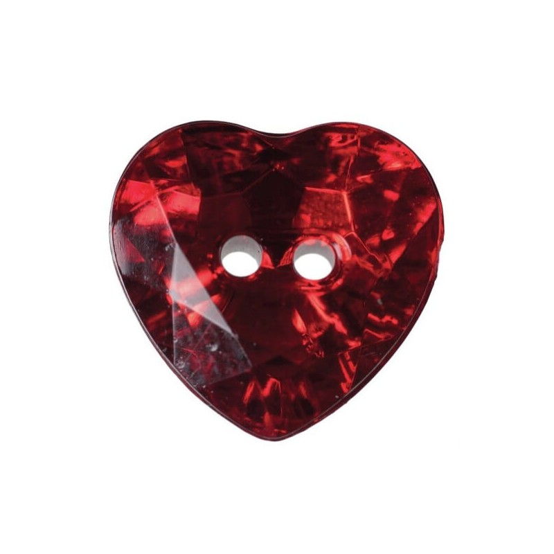 Pack of 3 Hemline Crystal Hearts 2 Hole Sew Through Buttons 20mm