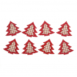 8 x Christmas Red Check Trees Craft Scrap booking