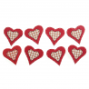 8 x Christmas Red Check Hearts Craft Embellishments Scrapbooking