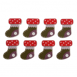 8 x Christmas Wooden Stocking Craft Embellishments Scrap booking