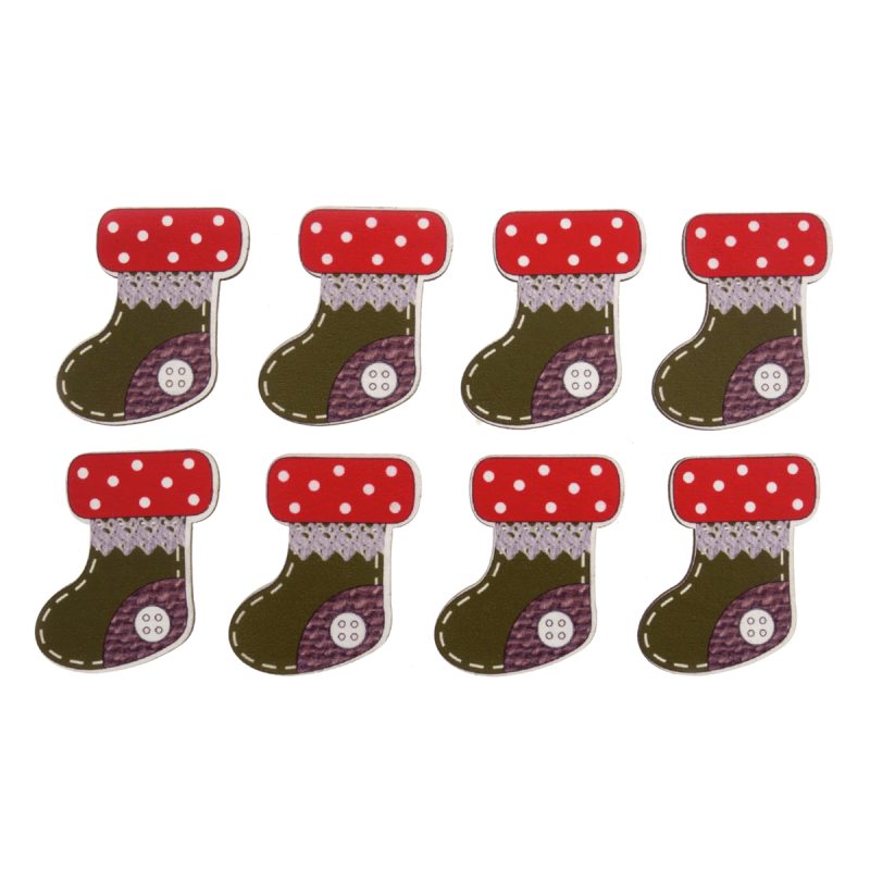 8 x Christmas Wooden Stocking Craft Embellishments Scrap booking